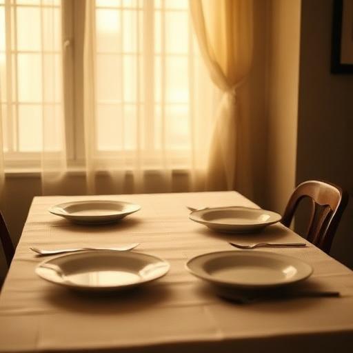 Mesa vazia com duas cadeiras